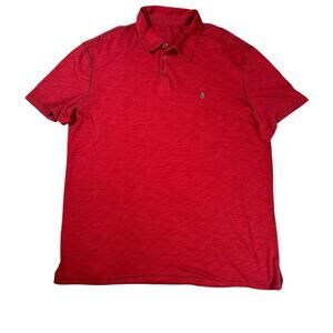 John Varvatos Peace Sign Polo Shirt Mens XL Red Slub Cotton Short Sleeve Casual